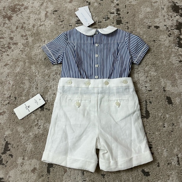 Ralph Lauren Striped Cotton Shirt & Linen Short Set Size 9 Months - Picture 2 of 3